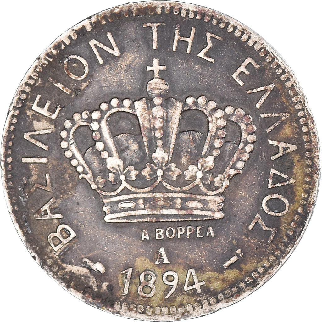 Coin, Greece, George I, 20 Lepta, 1894, Athens, VF(30-35), Copper-nickel, KM:57