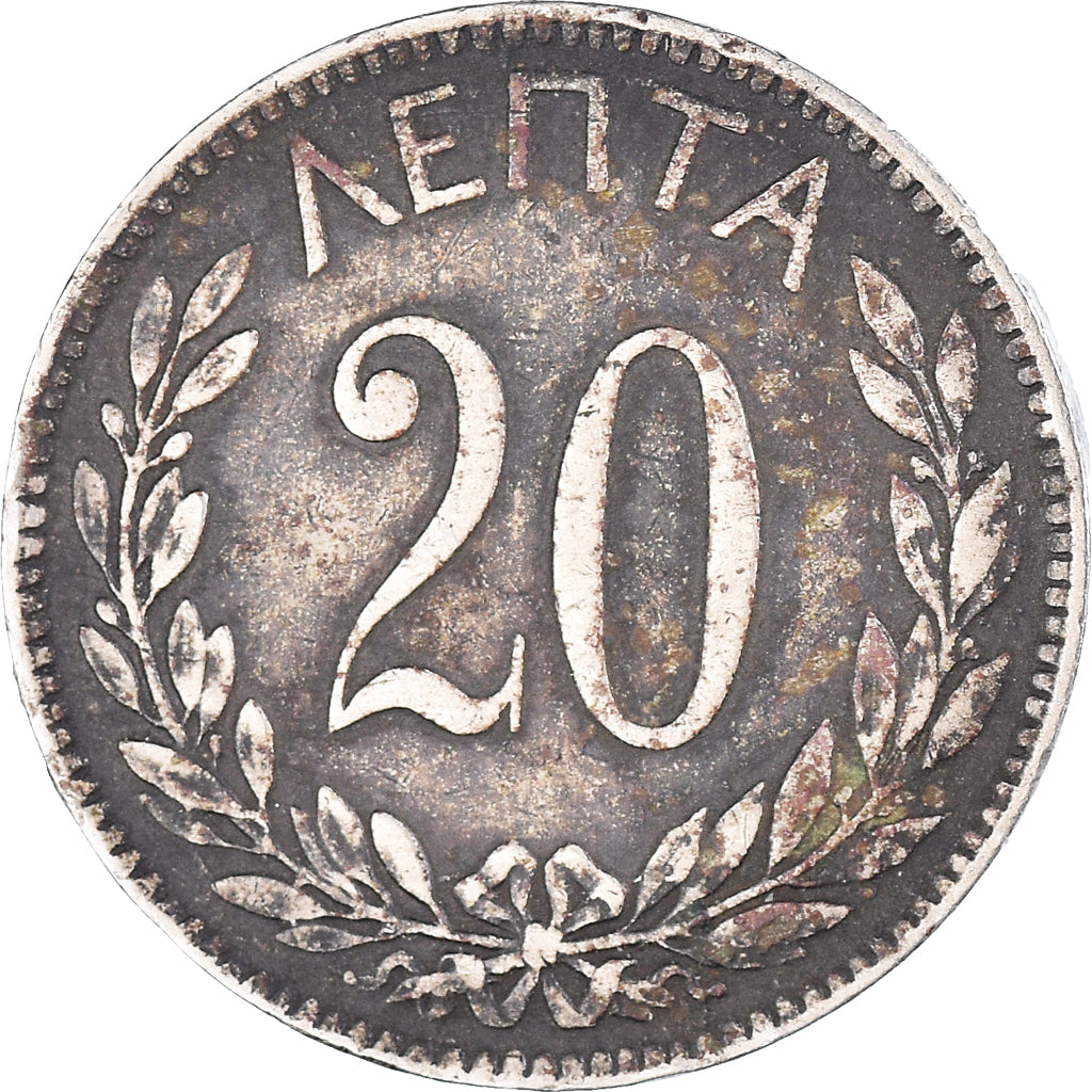 Coin, Greece, George I, 20 Lepta, 1894, Athens, VF(30-35), Copper-nickel, KM:57