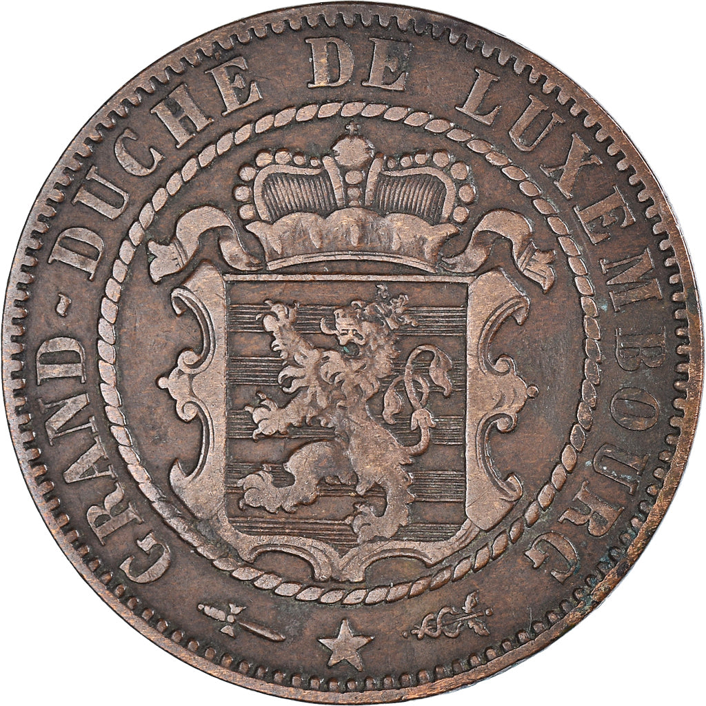 Moneta, Lussemburgo, William III, 10 Centimes, 1854, Utrecht, MB+, Bronzo