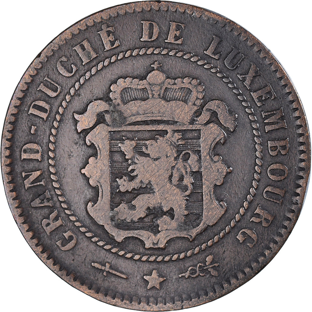 Coin, Luxembourg, William III, 5 Centimes, 1854, Utrecht, VF(30-35), Bronze