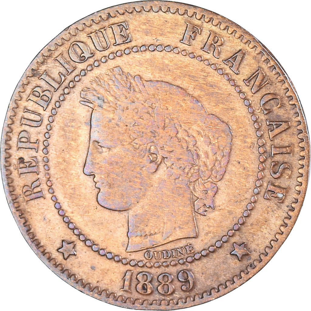 Coin, France, Cérès, 2 Centimes, 1889, Paris, VF(20-25), Bronze, KM:827.1