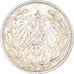 Coin, GERMANY - EMPIRE, 1/2 Mark, 1905, Hambourg, AU(50-53), Silver, KM:17