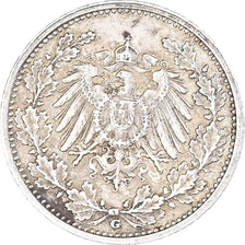 Coin, GERMANY - EMPIRE, 1/2 Mark, 1915, Karlsruhe, EF(40-45), Silver, KM:17