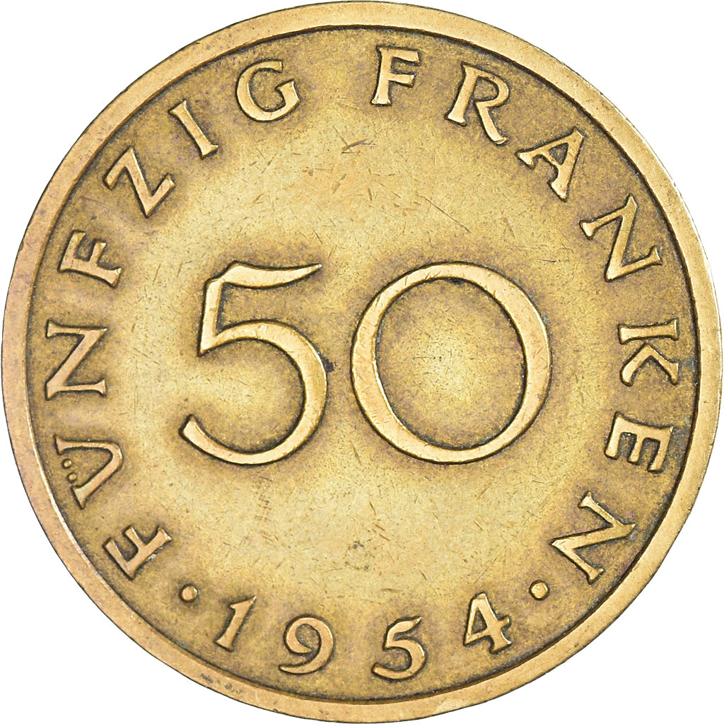 Moneta, SAARLAND, 50 Franken, 1954, Paris, BB, Alluminio-bronzo, KM:3