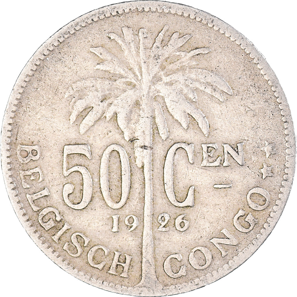 Coin, Belgian Congo, 50 Centimes, 1926, VF(30-35), Copper-nickel, KM:22