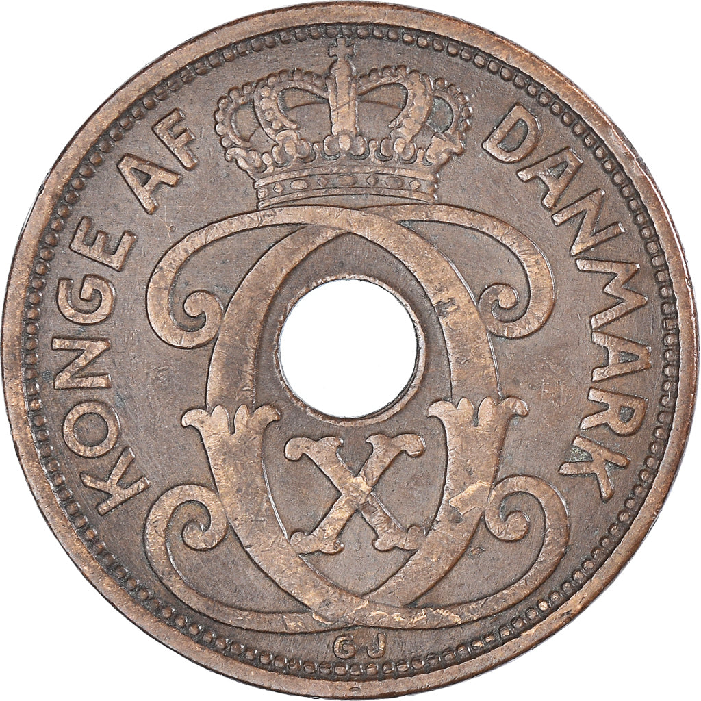 Munten, Denemarken, Christian X, 5 Öre, 1928, Copenhagen, ZF, Bronzen, KM:828.2