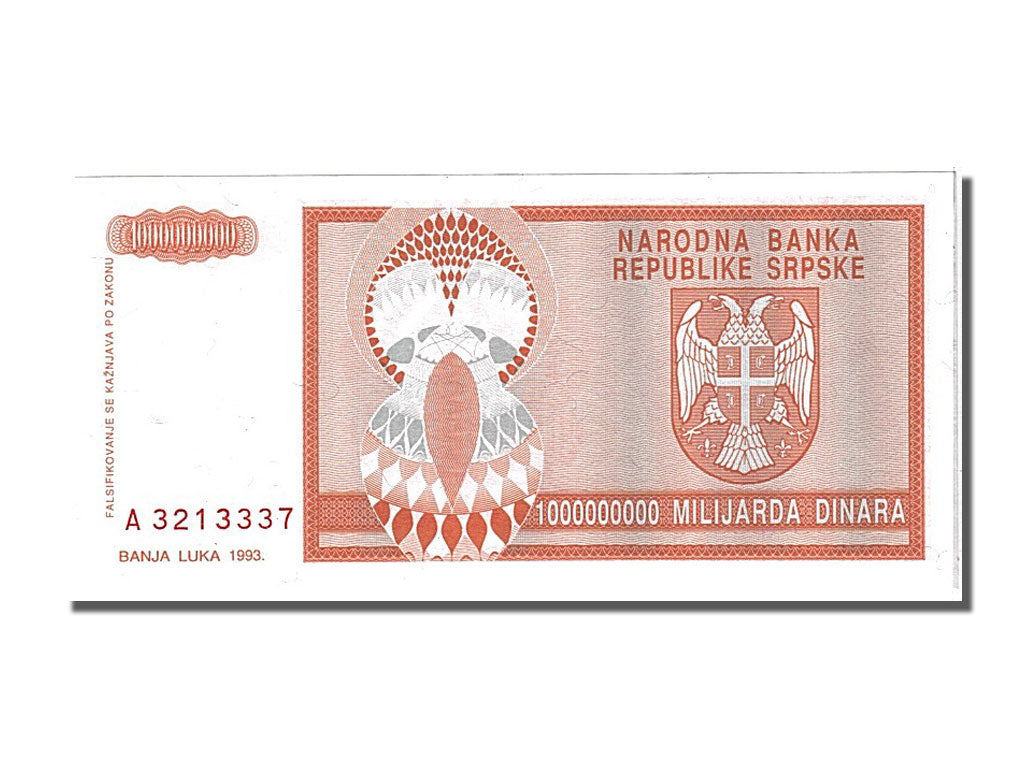 Banknote, Bosnia - Herzegovina, 1 Milliard Dinara, 1993, UNC(65-70)