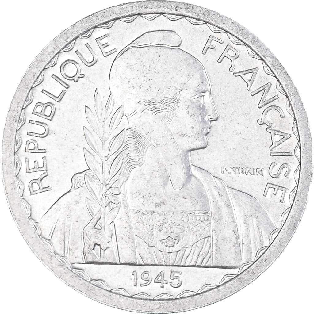 Coin, FRENCH INDO-CHINA, 10 Cents, 1945, Paris, AU(55-58), Aluminum, KM:28.1