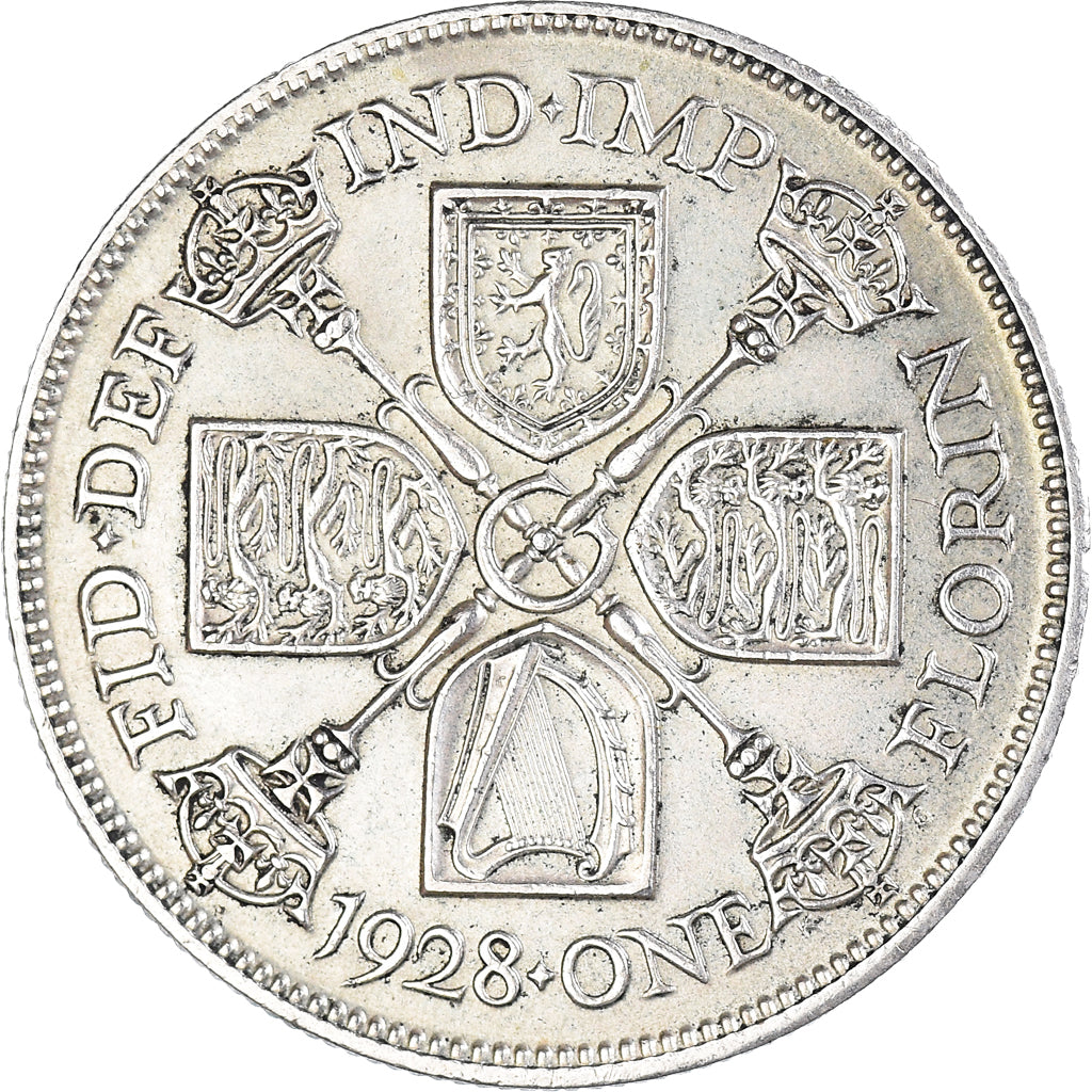 Coin, Great Britain, George V, Florin, Two Shillings, 1928, AU(50-53), Silver