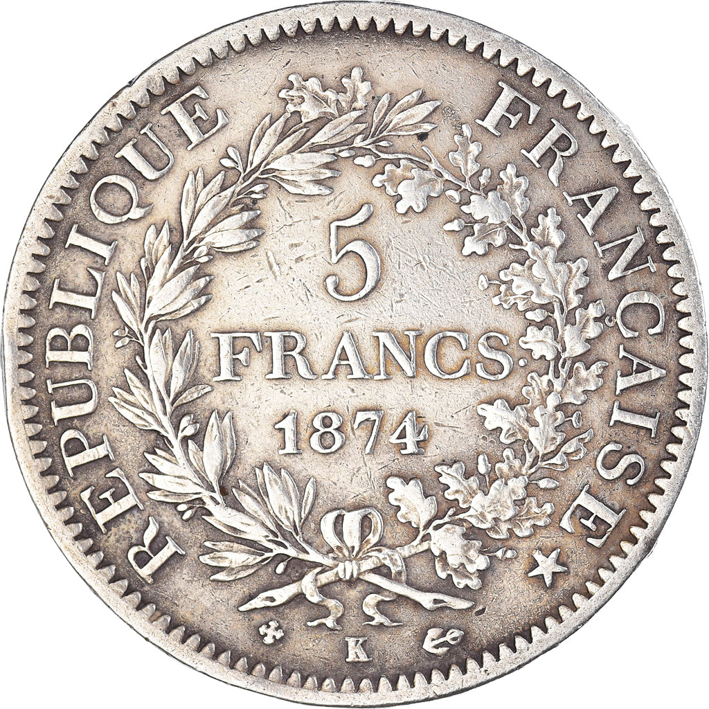 Monnaie, France, Hercule, 5 Francs, 1874, Bordeaux, TTB, Argent, Gadoury:745a