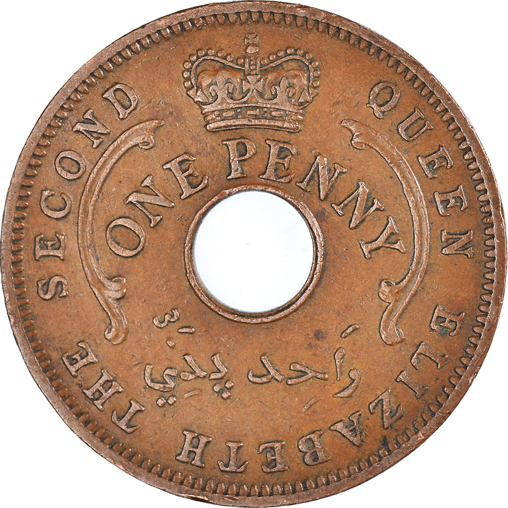 Moneda, Nigeria, Elizabeth II, Penny, 1959, MBC, Bronce, KM:2