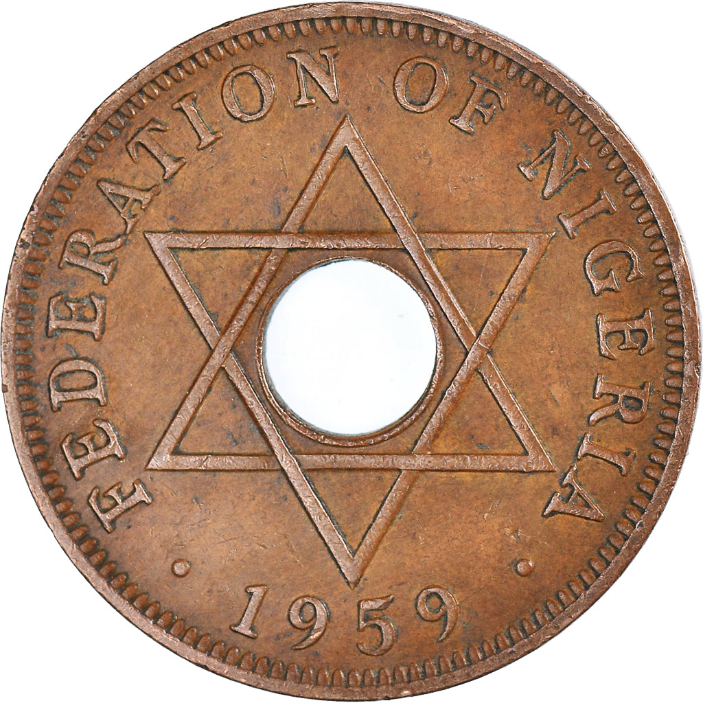 Coin, Nigeria, Elizabeth II, Penny, 1959, EF(40-45), Bronze, KM:2
