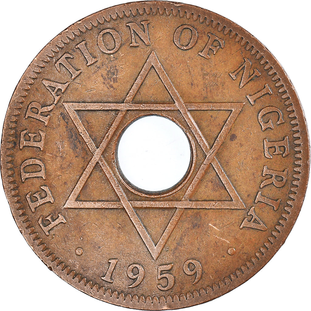 Coin, Nigeria, Elizabeth II, Penny, 1959, EF(40-45), Bronze, KM:2