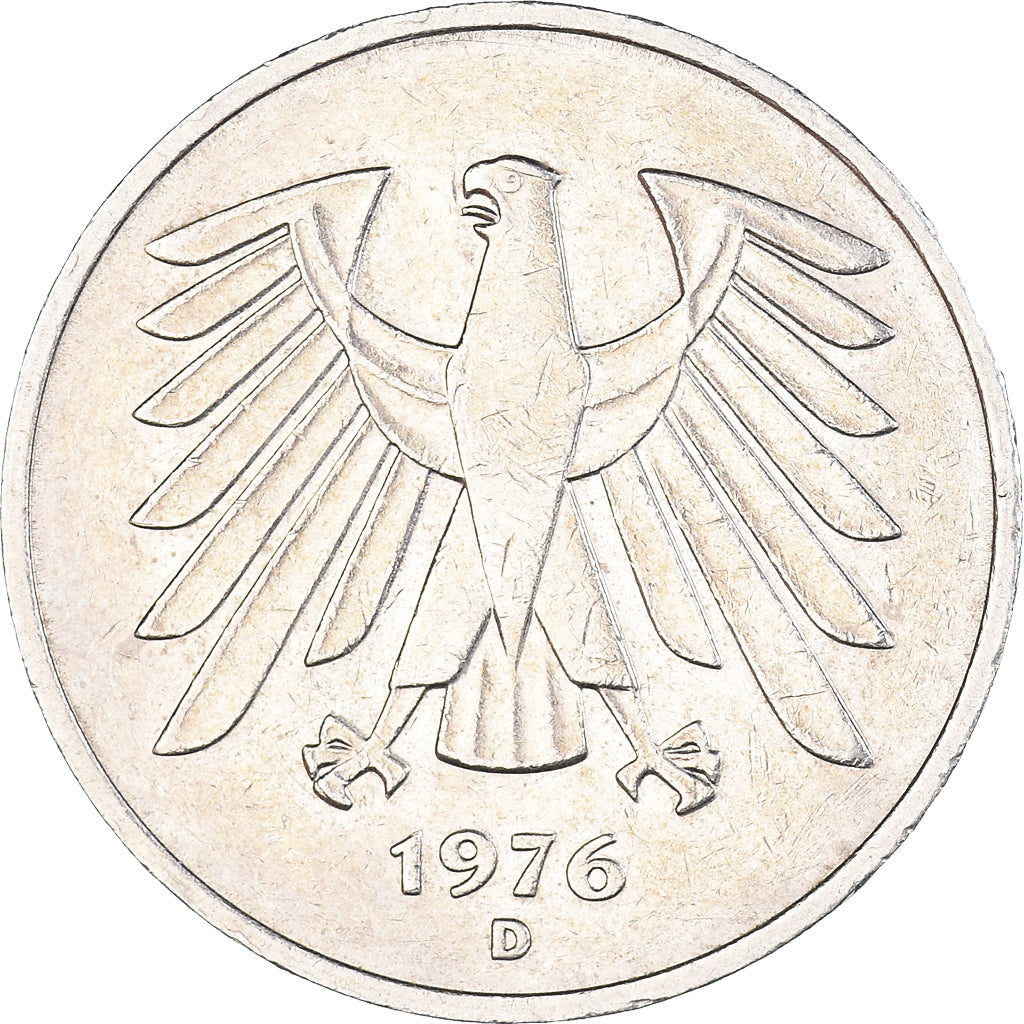 Monnaie, République fédérale allemande, 5 Mark, 1976, Munich, TTB