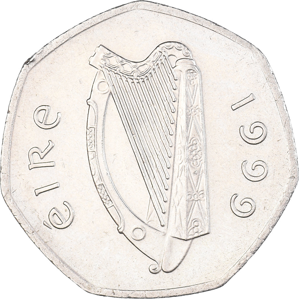 Moneta, REPUBBLICA D’IRLANDA, 50 Pence, 1999, BB+, Rame-nichel, KM:24