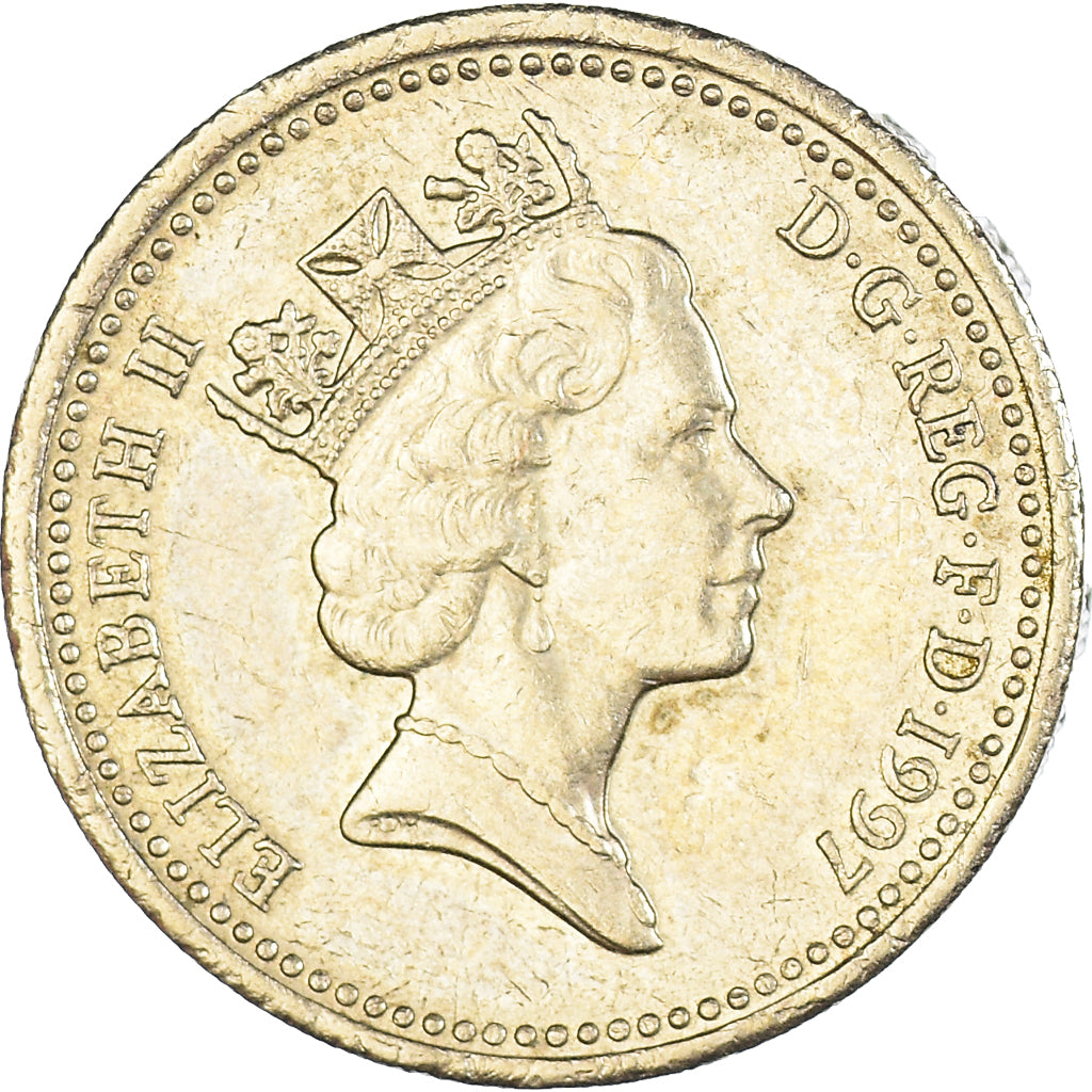 Coin, Great Britain, Elizabeth II, Pound, 1997, AU(50-53), Nickel-brass, KM:975