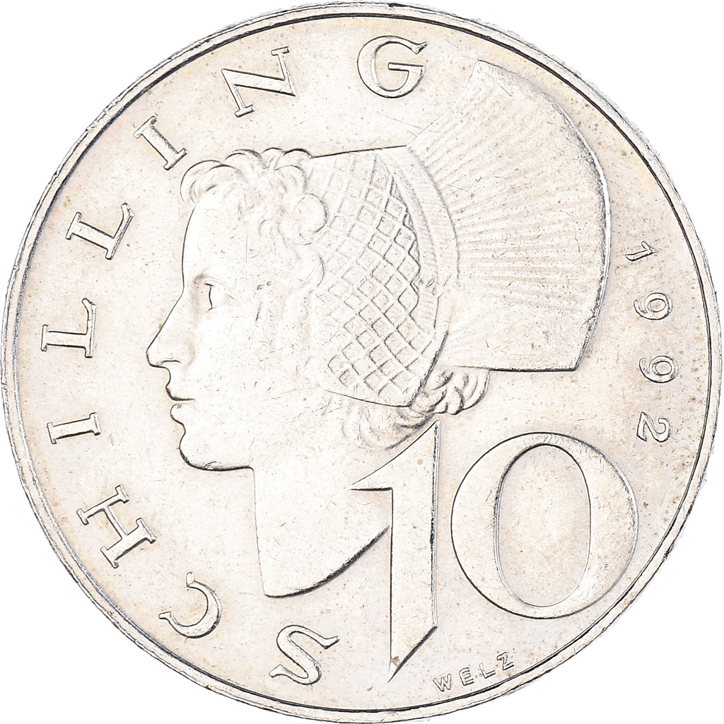 Coin, Austria, 10 Schilling, 1992, AU(50-53), Copper-Nickel Plated Nickel