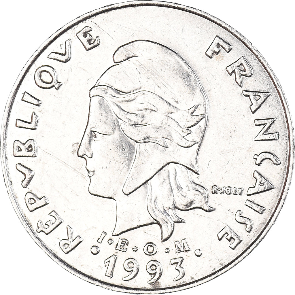 Coin, French Polynesia, 20 Francs, 1993, Paris, AU(50-53), Nickel, KM:9