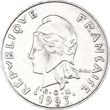 Coin, French Polynesia, 20 Francs, 1993, Paris, AU(50-53), Nickel, KM:9