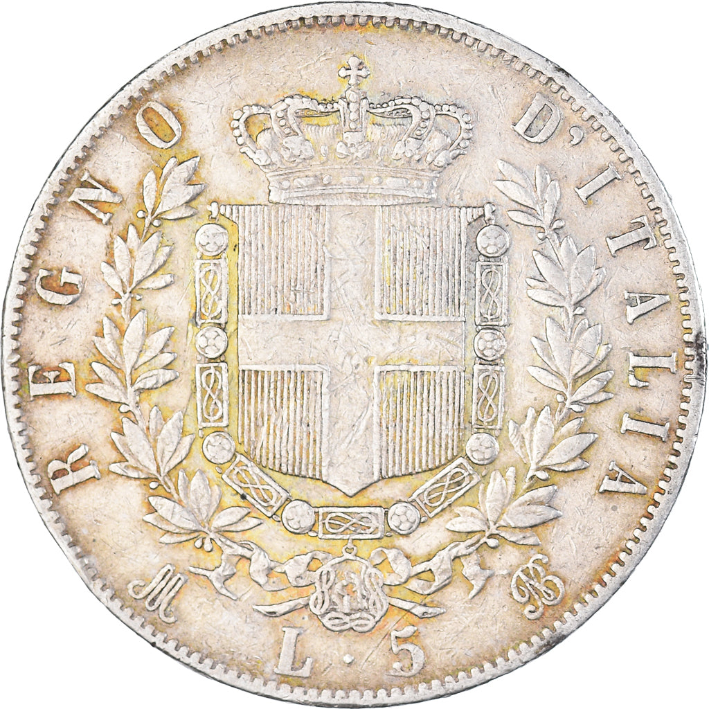 Coin, Italy, Vittorio Emanuele II, 5 Lire, 1872, Milan, EF(40-45), Silver