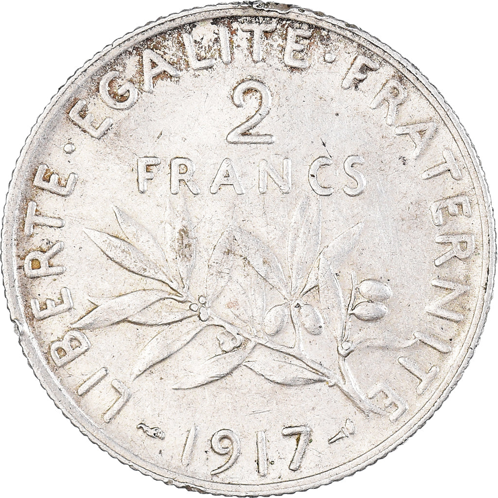 Coin, France, Semeuse, 2 Francs, 1917, Paris, EF(40-45), Silver, KM:845.1