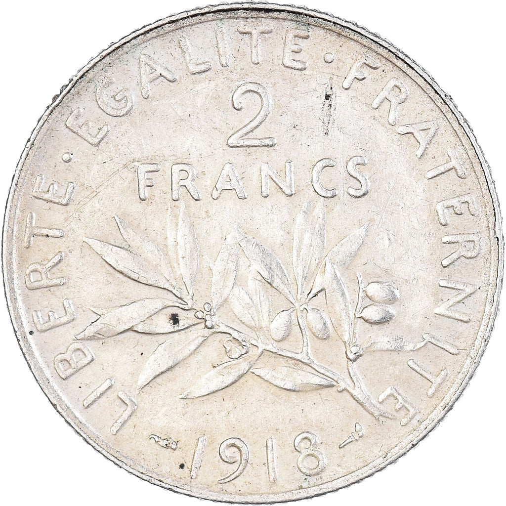 Coin, France, Semeuse, 2 Francs, 1918, Paris, EF(40-45), Silver, KM:845.1