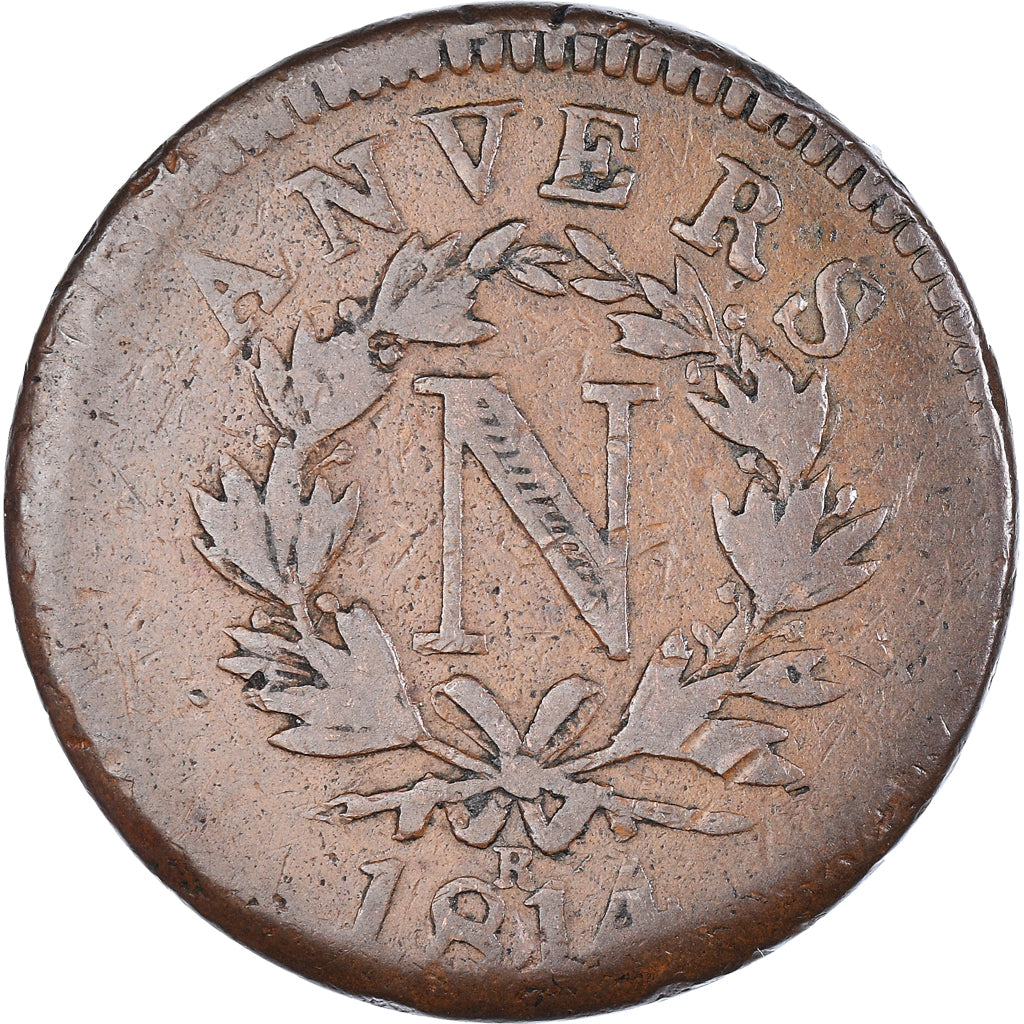 Moeda, ESTADOS FRANCESES, ANTWERP, Napoleon I, 10 Centimes, 1814, Anvers