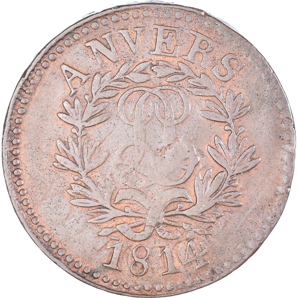 Moeda, ESTADOS FRANCESES, ANTWERP, Louis XVIII, 10 Centimes, 1814, Anvers