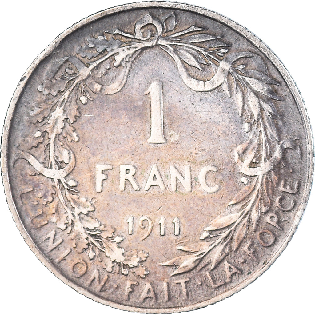Coin, Belgium, Albert I, Franc, 1911, EF(40-45), Silver, KM:72
