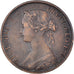 Moneda, Gran Bretaña, Victoria, 1/2 Penny, 1869, BC+, Bronce, KM:748.2
