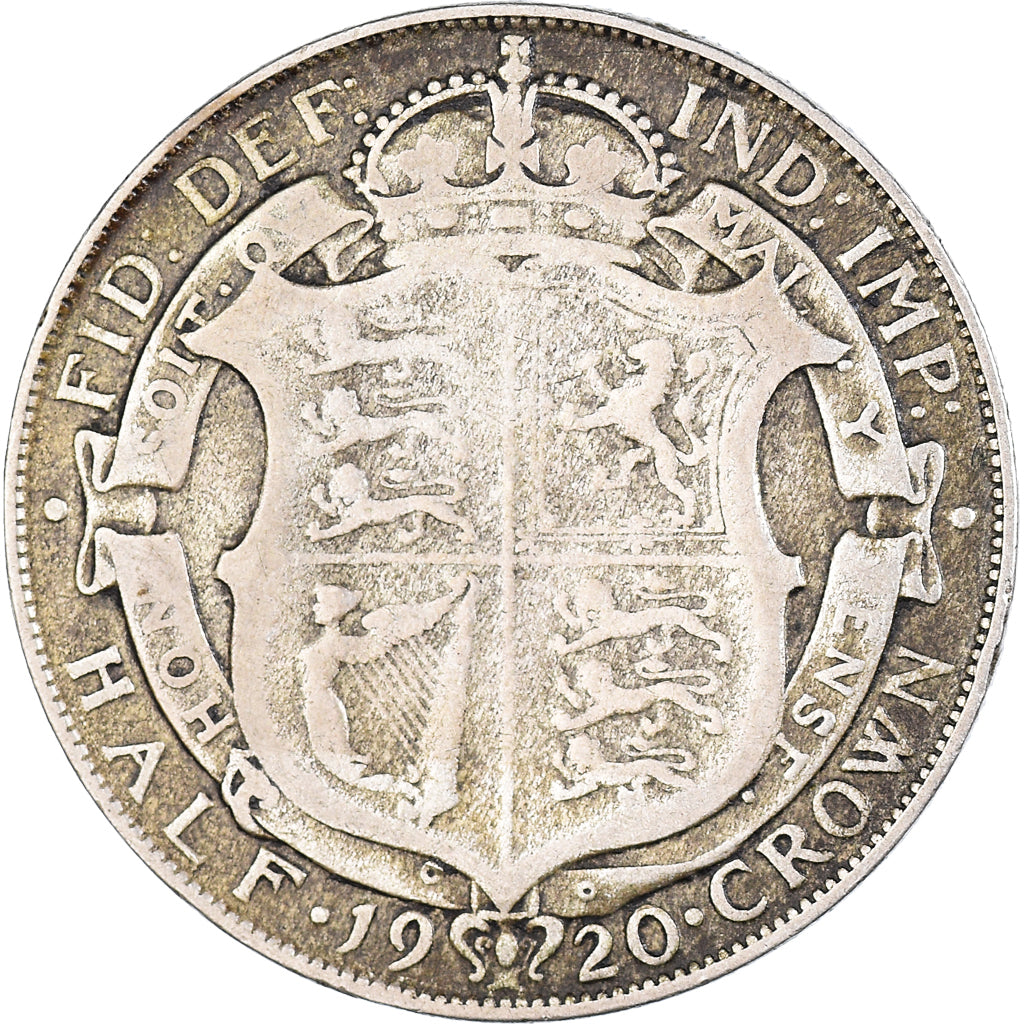Coin, Great Britain, George V, 1/2 Crown, 1920, F(12-15), Silver, KM:818.1a