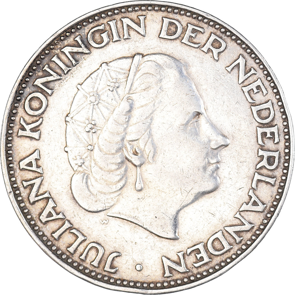 Coin, Netherlands, Juliana, 2-1/2 Gulden, 1962, AU(50-53), Silver, KM:185