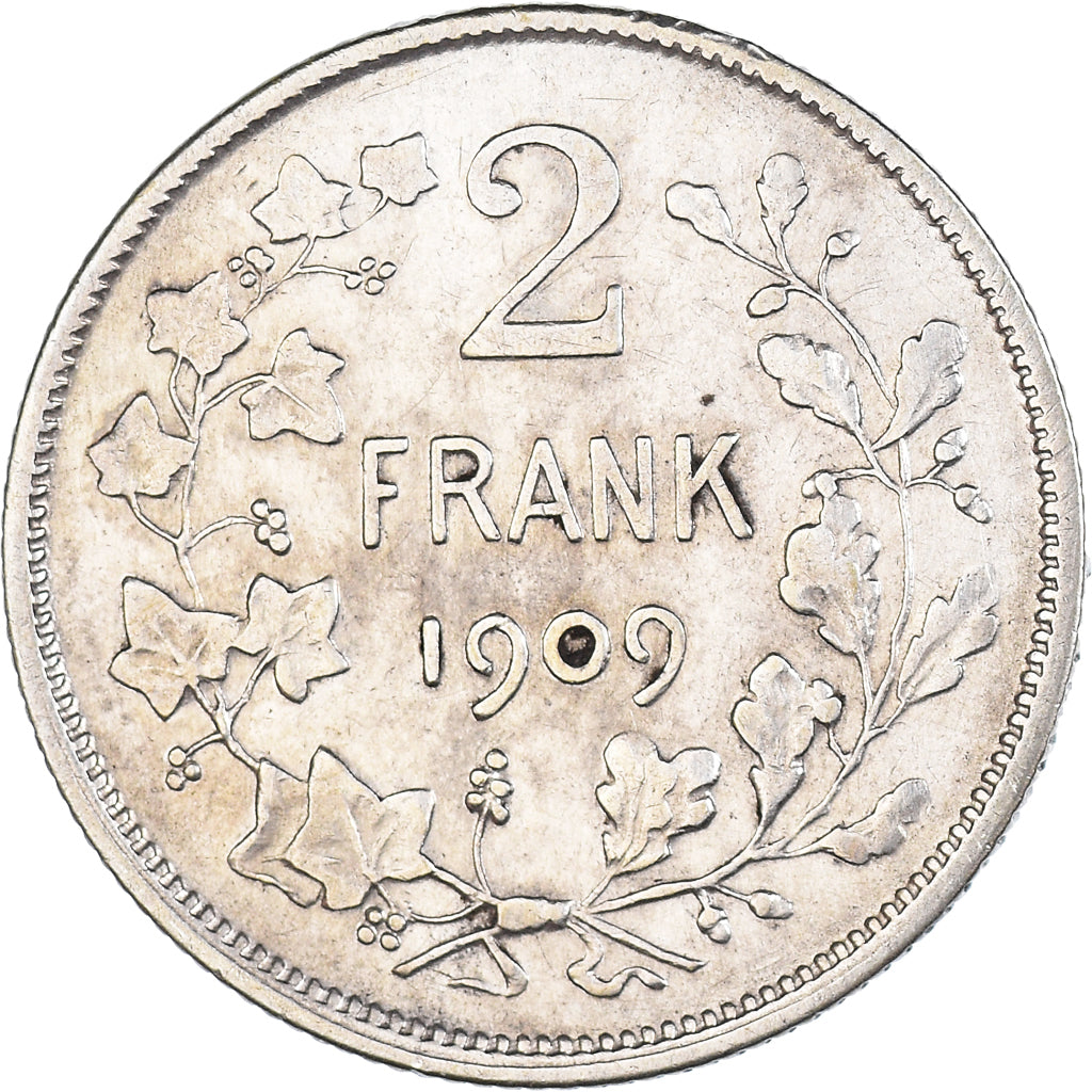 Coin, Belgium, 2 Francs, 2 Frank, 1909, EF(40-45), Silver, KM:59