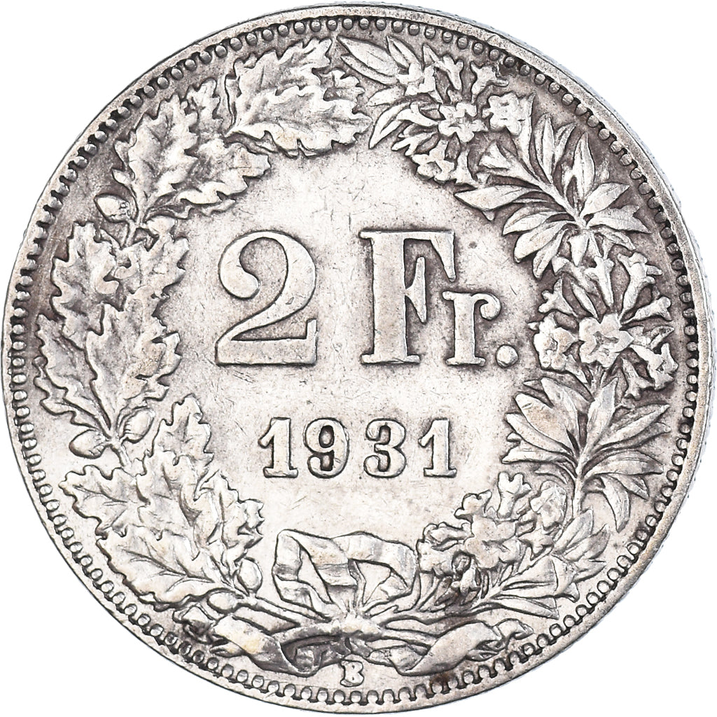 Coin, Switzerland, 2 Francs, 1931, Bern, EF(40-45), Silver, KM:21