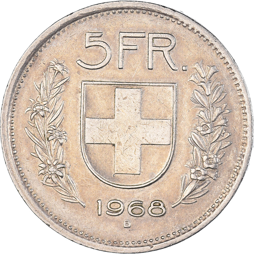 Moneta, Svizzera, 5 Francs, 1968, Bern, BB, Rame-nichel, KM:40a.1