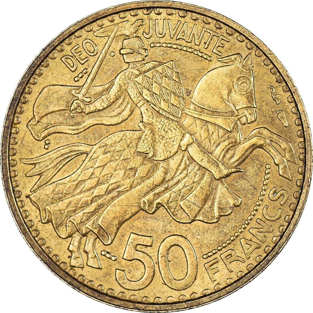 Coin, Monaco, Rainier III, 50 Francs, Cinquante, 1950, Paris, AU(50-53)