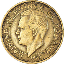 Moneda, Mónaco, Rainier III, 50 Francs, Cinquante, 1950, Paris, MBC, Aluminio -