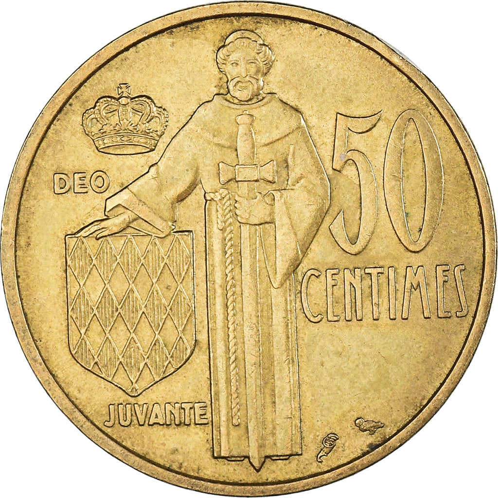 Moneda, Mónaco, Rainier III, 50 Centimes, 1962, Paris, MBC, Aluminio - bronce
