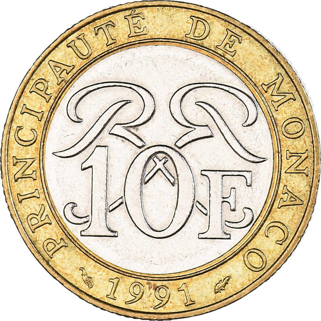 Monnaie, Monaco, Rainier III, 10 Francs, 1991, Paris, SUP, Bimétallique