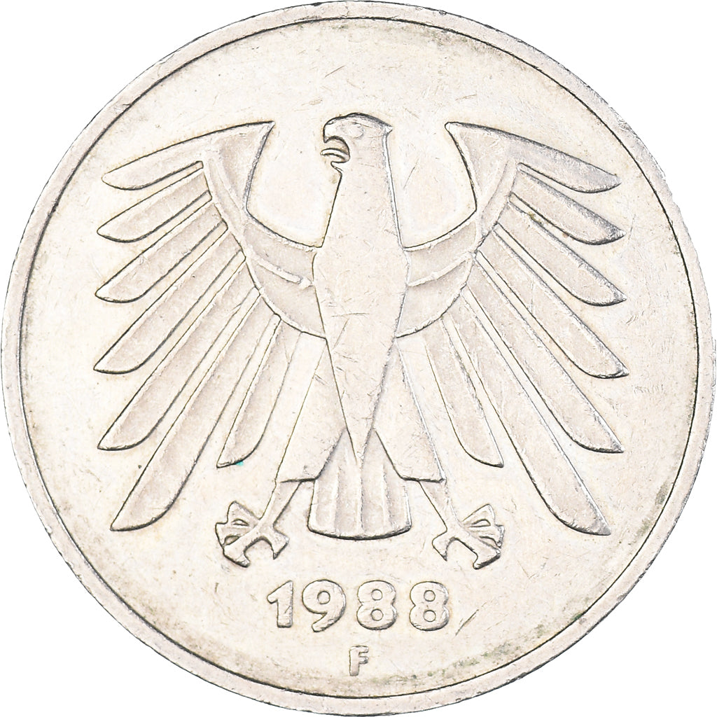 Coin, GERMANY - FEDERAL REPUBLIC, 5 Mark, 1988, Stuttgart, EF(40-45)