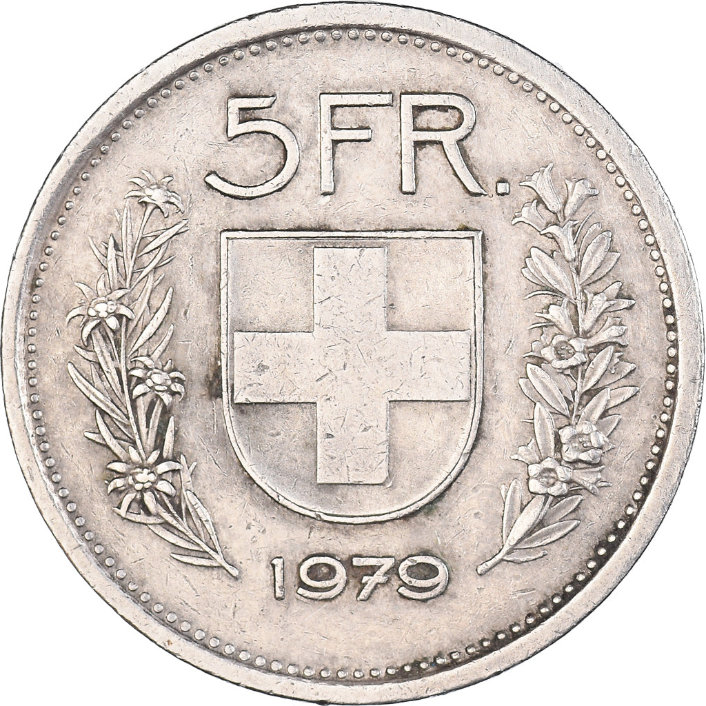 Coin, Switzerland, 5 Francs, 1979, Bern, EF(40-45), Copper-nickel, KM:40a.1