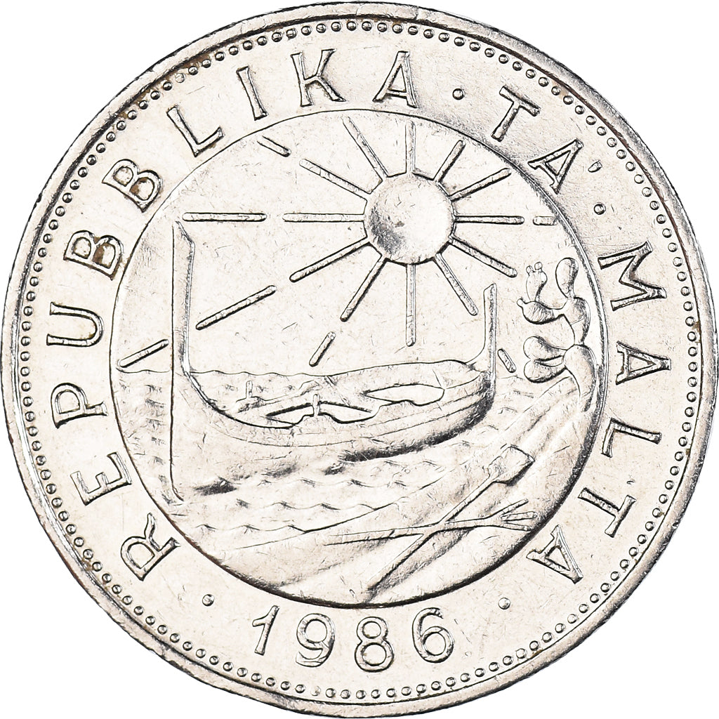 Moeda, Malta, Lira, 1986, AU(50-53), Níquel, KM:82