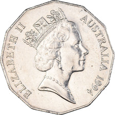 Moeda, Austrália, Elizabeth II, 50 Cents, 1994, AU(50-53), Cobre-níquel