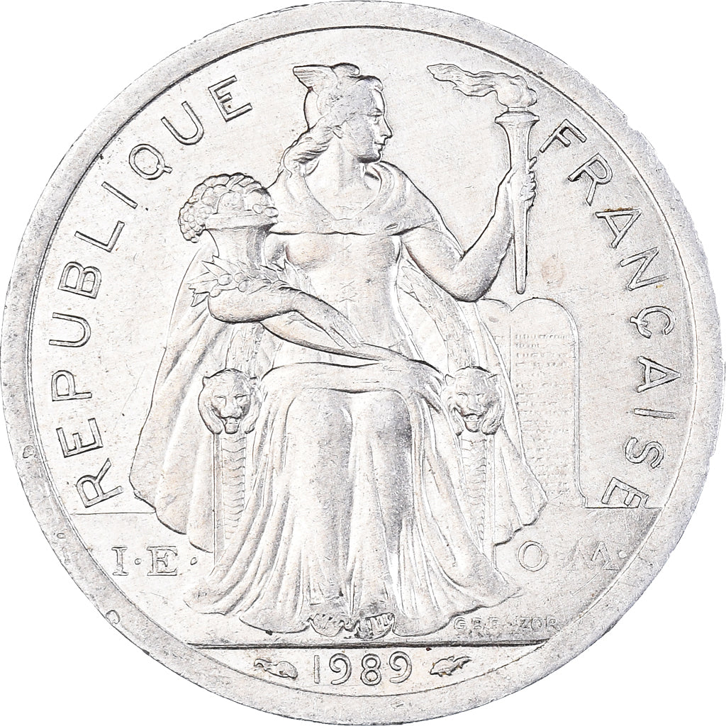 Coin, New Caledonia, 2 Francs, 1989, Paris, AU(50-53), Aluminum, KM:14