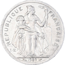Coin, New Caledonia, 2 Francs, 1989, Paris, AU(50-53), Aluminum, KM:14