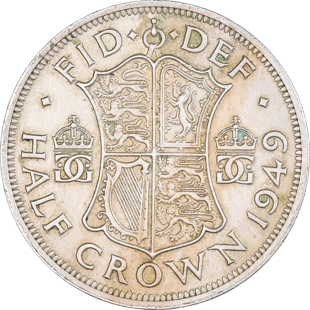 Munten, Groot Bretagne, George VI, 1/2 Crown, 1949, ZF+, Cupro-nikkel, KM:879