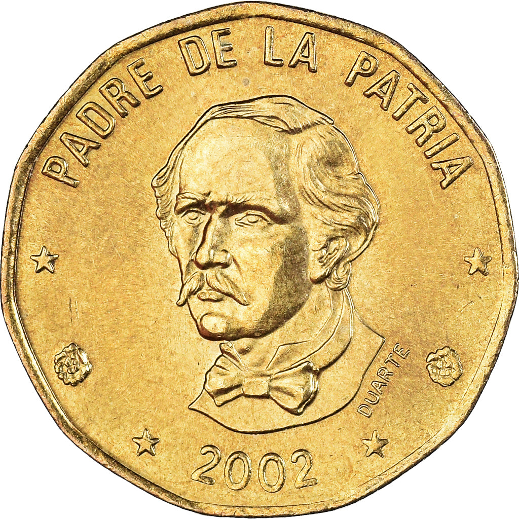 Monnaie, République Dominicaine, Peso, 2002, SUP, Laiton, KM:80.2