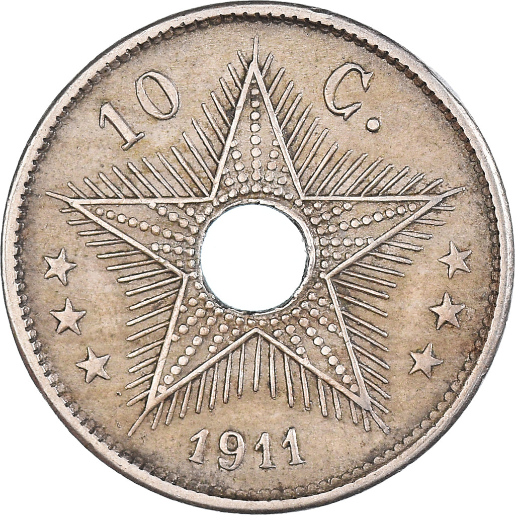 Coin, Belgian Congo, Albert I, 10 Centimes, 1911, Heaton, EF(40-45)