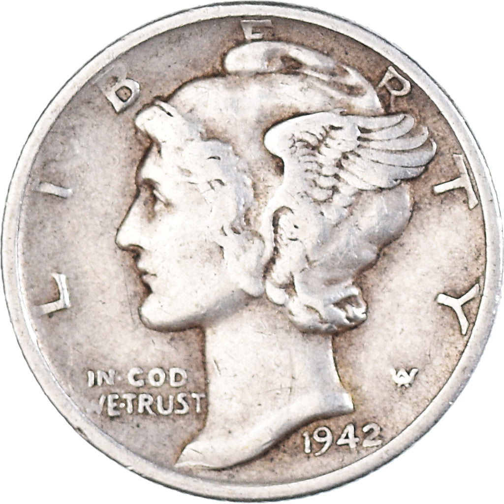 Moneta, Stati Uniti, Mercury, Dime, 1942, Philadelphia, BB, Argento, KM:140