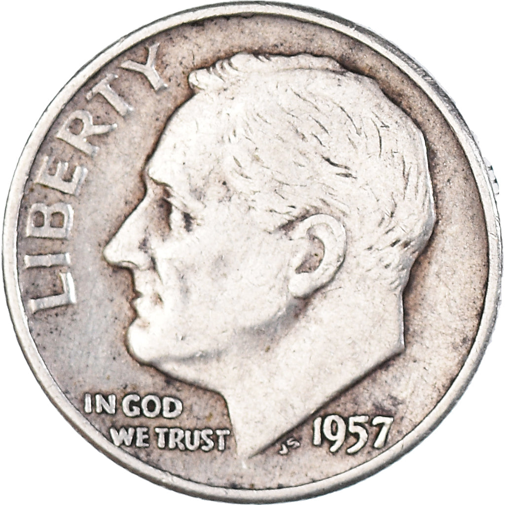 Coin, United States, Roosevelt, Dime, 1957, Philadelphia, EF(40-45), Silver